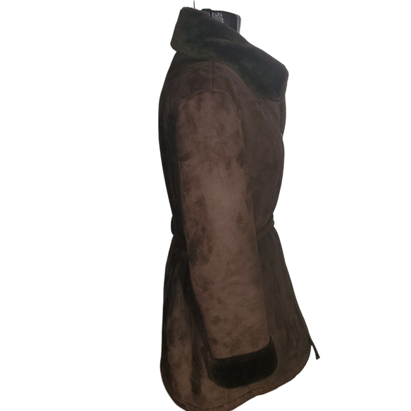 Women's Brown Suede Coat - Picture 4 of 7